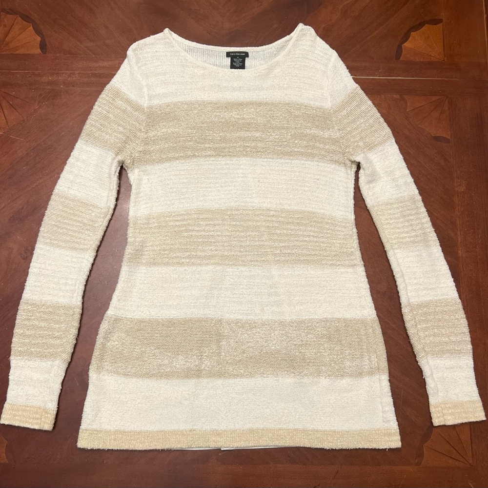 Women’s Long-Sleeve Sweater Top Chiffon Back Calvin Klein Size M